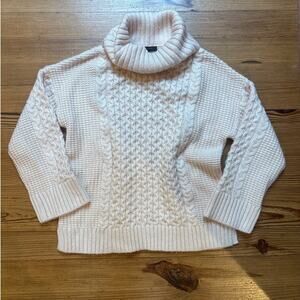 Ann Taylor blush pink chunky knit wool blend turtle neck sweater‎ SIZE LP